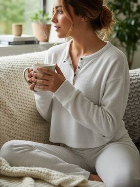 Hollister Chenille Eyelash Henley Sweater